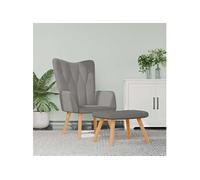 vidaXL Chaise de relaxation avec tabouret – tissu taupe