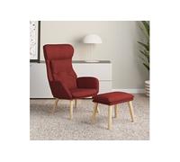 Relaxstoel met voetenbank stof wijnrood3097758