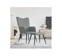 vidaXL Relaxstoel met voetenbank tissu gris clair Gris G
