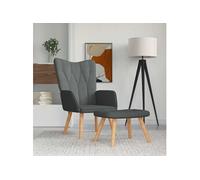 vidaXL Relaxstoel met voetenbank tissu gris foncé Gris foncé G