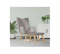 vidaXL Chaise de relaxation avec tabouret Taupe Tissu
