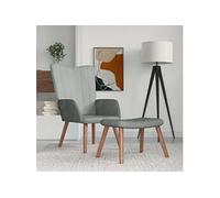 Relaxstoel met voetenbank velours gris clair