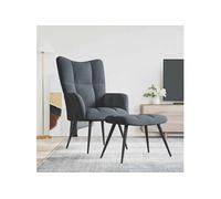 vidaXL Chaise de relaxation avec repose-pied Velours Gris foncé
