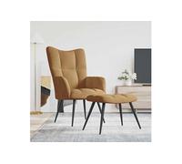 vidaXL Chaise de relaxation avec tabouret Marron Velours