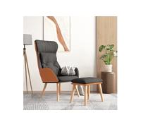 Vidaxl Chaise De Relaxation Repose-Pied Gris Foncé Similicuir Et Tissu Multicolore