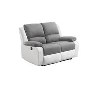 RELAXXO - Canapé de Relaxation électrique 2 places Microfibre et Simili LEO - Blanc et gris