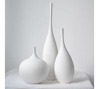 Relexome Lot de 3 vases blancs en céramique moderne bohème Wabi-Sabi - Vases décoratifs esthétiques pour centres de table - Vases minimalistes mats pour salon, table, étagère, décoration d'intérieur