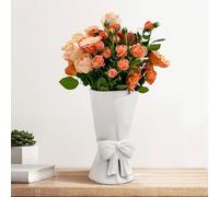Relexome Vase en céramique blanche avec arc unique mignon décoratif bouquet pots de fleurs 24,5 cm fête des mères pot décoration printemps