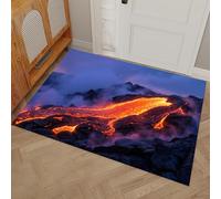 Reliefs Volcaniques Paillasson Intérieur, 60 x 90 cm Tapis Entrée Intérieur Antidérapant Tapis de Porte Montagne De Lave Absorbant Lavable en Machine pour Cuisine, Salle de Bain, Couloir, Orange-Rouge