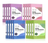ReliThick Lot de 16 petits classeurs pour demi-papier à lettres, 21,6 x 14 cm, en polypropylène, 3 anneaux, 225 feuilles, 2 poches transparentes, organiseur de bloc-notes pour fournitures scolaires