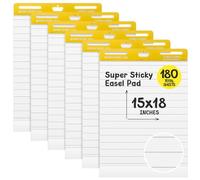 ReliThick Lot de 6 blocs-notes adhésifs doublés de 38,1 x 45,7 cm, blanc, 30 feuilles/bloc, grand papier graphique adhésif pour mur, chevalet autocollant pour bureau, école, salle de classe