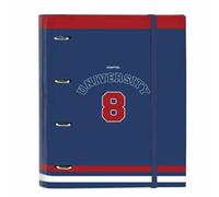 Reliure À Anneaux - Safta - University A4 - Rouge Blue Marine - Polyester 600d - 27 X 32 X 3.5 Cm