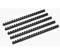 Reliure plastique à dos rigide, 18 mm, 21 anneaux, capacité de 145 feuilles, noire, format A4, boîte de 100 pièces