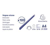 Exacompta – Reliures spirales plastiques – 20 mm – Boîte de 100 – Noir