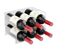 Relota Lot de 2 Range Bouteilles Vin, Porte Bouteille Frigo, Casier à Vin Empilable Bouteille Polystyrene, Rangement Bouteille Vertical, Peut Contenir Jusqu'à 6 Bouteilles, Adapté aux Armoires, Salon