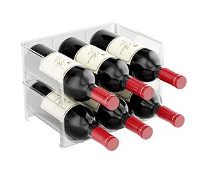 Relota Lot de 2 Range Bouteilles Vin, Porte Bouteille Frigo, Casier à Vin Empilable Bouteille Polystyrene, Rangement Bouteille Vertical, Peut Contenir Jusqu'à 6 Bouteilles, Adapté aux Armoires, Salon