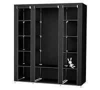 RELOVE Armoire de Rangement,Garde-Robe Penderies pour Chambre d'adulte,Penderie de vêtement Pliable,Porte-vêtements Pliable,pour Vestiaire, Chambre, Salle d’étude,175 * 150 * 45cm- Noir
