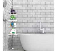 RELOVE Étagère de douche télescopique en métal,serviteur de douche à fixation facile,Étagère d'angle extensible pour shampoing, après-shampoing,Taille réglable (254-304cm (4 couches))