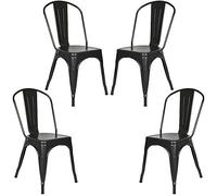RELOVE Lot de 4 Chaises de Salle à Manger Empilables en Métal Style Industriel Vintage, Convient pour Une Utilisation Intérieure et Extérieure, Chaise de Jardin,85 * 45 * 45cm