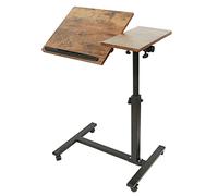 RELOVE Table d'appoint légère, de lit médicalisé,Bureau Informatique, Bureau Gaming, Roulante Canapé pour Ordinateur Portable Hauteur Pliante avec 4 roulettes (60 * 34.5 * 58/90cm-cerise Jaune)