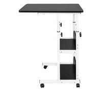 RELOVE Table d'appoint légère, de lit médicalisé,Bureau Informatique, Bureau Gaming, Roulante Canapé pour Ordinateur Portable Hauteur Pliante avec 4 roulettes (60 * 40 * 76-86.5cm-Noir)