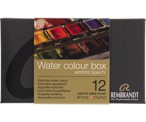 Rembrandt set d'aquarelles en étui métallique | 12 godets + pinceaux