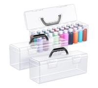 Remingtape Lot de 3 boîtes de rangement de couleurs pour peinture acrylique, portables, transparentes, boîtes de rangement pour 2 onces liquides, boîte de rangement extra grande capacité Art Clear