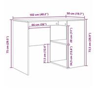 Remise 2026®Bureau informatique Marron - Bureau droit multi-rangements - Chêne sonoma - 102x50x75cm - Bois d'ingénierie 423 49067
