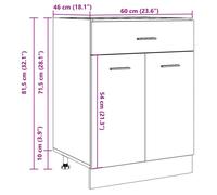 Remise 2026®Caisson de cuisine Brun - Armoire à tiroirs de cuisine - Armoire à vitrine - ""Lyon"" - avec rangement - Bois Ancien -