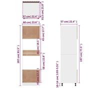 Remise 2026®Caisson de cuisine Brun - Meuble micro-ondes - Vitrine de cuisine - ""Lyon"" - avec rangement - Chêne fumé - 60x57x207c
