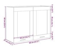 Remise 2026®Caisson haut cuisine Brun - Vitrine suspendue ""Lyon"" - avec rangement - Chêne sonoma - 80x31x60cm - Bois d'ingénierie