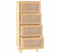 Remise 2026®Enfilade de rangement Brun - Buffet Marron 40x30x90cm - Bois de pin massif et rotin naturel 742 7171708