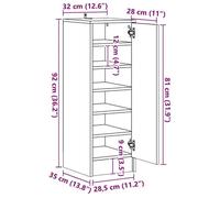 Remise 2026®Meuble Entrée Blanc - Armoire à chaussures - Bonne ventilation - blanc - 32x35x92cm - Aggloméré 551 9170720