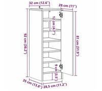 Remise 2026®Meuble Entrée Noir - Cabinet à chaussures - Bonne ventilation - avec étagère - chêne Noir - 32x35x92cm 612 9898935
