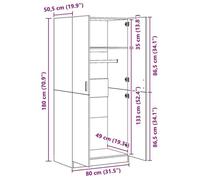 Remise 2026®Meuble vêtements Gris - Garde-robe - grand stockage - Armoire penderie - Sonoma gris - 80x52x180cm - Bois d'ingénieri