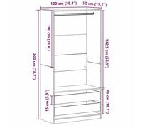 Remise 2026®Meuble vêtements Noir - Armoire de chambre - grand stockage - Armoire penderie - chêne Noir - 100x50x200cm - Bois d'i