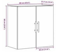 Remise 2026®Noir - Meuble mural - Armoire suspendu,Rangement haut - chêne Noir - 60x31,5x60cm - Bois d'ingénierie 278 3564999
