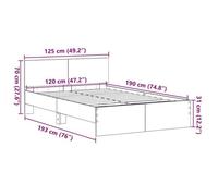 Remise 2026®Structure de lit double - Cadre de lit - chêne Noir - 193x125x70cm - Bois d'ingénierie 921 1988642