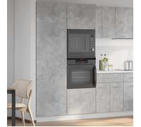 ""Remise""Armoire de réfrigérateur ""Lyon"" - Buffet Bahut de cuisine/Meuble bas - Gris béton 60x57x207 cm JILIMAISON2025 5084859