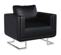 ""Remise""Fauteuil Cube avec Pieds Chromés Noir 85,5x63x74 cm en tissu avec oreillers pour Salon 731275