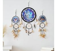 Remorelt - Attrape-rêves loup, aigle, ours - Décoration murale pour chambre à coucher, décoration d'intérieur de Noël, accessoire de chambre, décoration de plumes de lune blanches - Pendentif mural