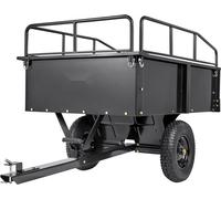Remorque basculante pour tracteur de pelouse - capacité de charge de 340 kg - plateau de chargement basculant - parois latérales rabattables - remorque noire pour ATV UTV