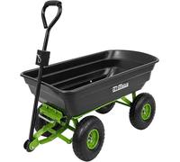 Remorque de jardin d'une capacité de 300 kg / 75 litres, avec système de basculage, axe de direction agile et pneus à air