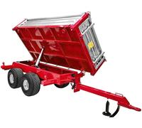 Remorque double essieu 2500 kg pour Micro-Tracteur - Benne basculante hydraulique 3 côtés - 2400 x 1350 x 400 mm - Attelage anneau ø50 mm Torros AHRT2507H