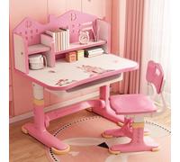 Remorui Bureau Enfant avec Chaise Réglables en Hauteur, Table d’Étude Ergonomique 3-18 Ans avec Grand Tiroir, Étagère à Livres et Plateau Spacieux pour Lecture, Écriture et Devoirs,Rose 5
