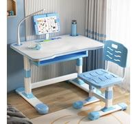 Remorui Bureau Enfant avec Chaise Réglables en Hauteur, Table d’Étude Ergonomique 3-18 Ans avec Grand Tiroir, Étagère à Livres et Plateau Spacieux pour Lecture, Écriture et Devoirs,Bleu 5