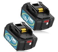 Remplacement pour makita 18V 5.5Ah Batterie Exemoro BL1860B BL1860 BL1850B BL1850 BL1840B BL1840 BL1820 BL1815 BL1825 BL1835 BL1845 avec LED Outils sans Fil (2 x 18V 5,5ah Noir+Chargeur) (Bleu+Noir)