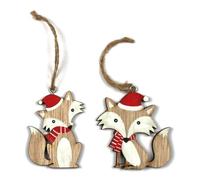 Renard À Suspendre Bois 7x6,5 Cm 4 Pièces