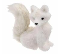 Renard Déco à Paillettes Blanc 26cm