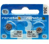 Renata 2X Batterie Montre - Fabriqué En Suisse Toutes Les Tailles Argent Oxyde Batteries , 364 (Sr621Sw)